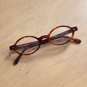 Vintage Giorgio Armani Brown Tortoise Oval Round Glasses